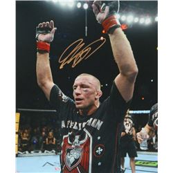 Georges St. Pierre Signed UFC MMA Arms Raised 16X20 Photo