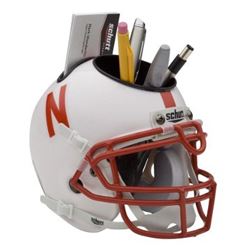 Nebraska Cornhuskers (White/Red Stripe) NCAA Football Schutt Mini Helmet Desk Caddy