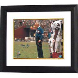 Marv Levy Signed Buffalo Bills 16X20 Photo Custom Framed HOF 01 (Horizontal Blue Sweater Coaching)