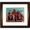 Image 1 : Magic Johnson Signed Team USA Olympic Dream Team 16X20 Photo Custom Framed (With Larry Bird & Michae