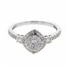 Image 1 : Round-Cut Cushion-Shaped Single Shank Cluster Diamond Ring In 14K White Gold | 438601