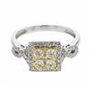 Image 1 : White & Yellow Diamond Cluster Ring In 14K Two Tone Gold | 438499