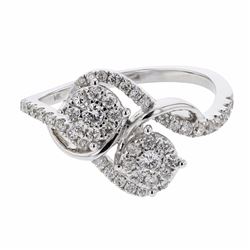 Genuine 0.52CTW Fashion Cluster Ring 14K White Gold