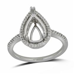Pear Shape Cut Diamond Semi-Mount Engagement Ring In 14K White Gold|439865