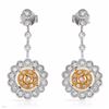 Image 1 : Flower Pave Diamond Drop Earring In 14K Two-Tone | 249936