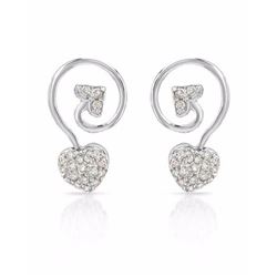 Heart And Arrow Tail Button Diamond Earring In 14K White Gold | 279882