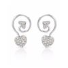 Image 1 : Heart And Arrow Tail Button Diamond Earring In 14K White Gold | 279882