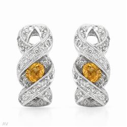 Yellow Sapphire W/Diamonds Earrings In 14K White Gold | 273760