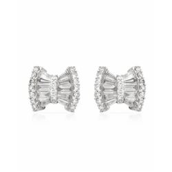 Genuine Baguette & Round Diamond Earring In 18K White Gold| 233822