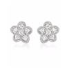 Image 1 : Prong-Set Diamond Flower Earrings In 14K White Gold | 405236