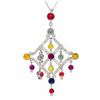 Image 1 : Multi-Colored Sapphire & Diamond Slider W/ Chain In 18K White Gold | 289627