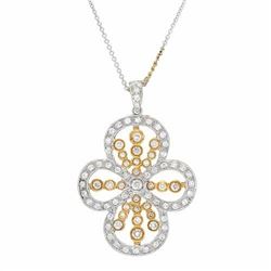 Antique Cross Diamond Slider W/ Chain In 18K Two-Tone Gold | 252287