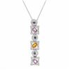Image 1 : Multi-Colored Sapphire W/ Gems Slider W/ Chain In 14K White Gold | 269270
