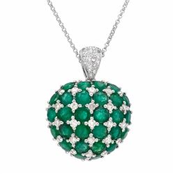 Green Apple Emerald & Diamond Slider W/ Chain In 14K White Gold | 288051