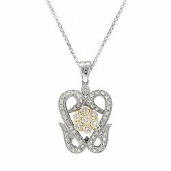 Heart-Shaped Diamond Slider With Flower In 18K Two-Tone Gold | 217092