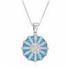 Image 1 : Turquoise & Sunray Diamond Slider W/ Chain In 14K White Gold | 345425