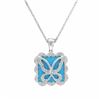 Image 1 : Turquoise & Diamond Butterfly Slider W/ Chain In 14K White Gold | 344651