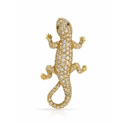 Lizard Round Prong-Set Diamond Brooch In 18K Yellow Gold | 178918