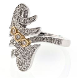 Pave-Set Antique Fashion Diamond Ring  In 18K Two-Tone Gold | 254875