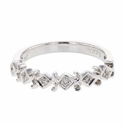 Pave-Set Antique Diamond Band With Milgrain In 18K White Gold | 340208