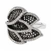 Image 1 : Black Rhodium Leaf Diamond Ring In 14K White Gold | 379309