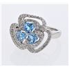 Image 1 : 3 Heart-Shaped Topaz W/ Diamond Cocktail Ring In 14K White Gold | 349858