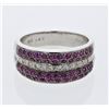 Image 1 : Multi-Row Pave-Set W/ Pink Sapphire Diamond Ring In 14K White Gold | 147668