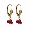 Image 1 : Red Combination 4Mm Swarovski Beads On Gold Filled Heart Lever Back Earrings, 0.96"