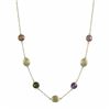 Image 1 : Gold Matt Satin Finish Necklace With Multi Color CZ's On Sterling Silver 16