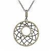 Image 1 : Gold And Black Over Sterling Silver 30Mm Circle Pendant, Line Design, With White CZ- 1.54