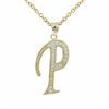 Image 1 : Sterling Silver CZ P Initial - Gold/White