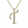 Image 1 : Sterling Silver CZ T Initial - Gold/White