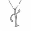 Image 1 : Sterling Silver CZ T Initial - Silver/White