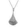 Image 1 : Sterling Silver Upside Down Cone Shape Pendant With CZ Pave