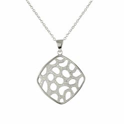 Sterling Silver Pave CZ Square Pendant-37M