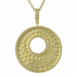 Sterling Silver Matte Gold Cz Pendant