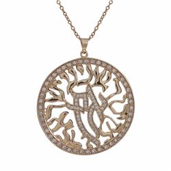 Rose Tone Brass CZ Shema Israel Echad Jewish Prayer 40Mm Open Circle Pendant- 1.87