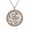 Image 1 : Rose Tone Brass CZ Shema Israel Echad Jewish Prayer 40Mm Open Circle Pendant- 1.87