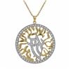 Image 1 : Two Tone Sterling Silver CZ Shema Israel Echad Jewish Prayer 40Mm Open Circle Pendant- 1.87"