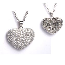 Sterling Silver-CZ Heart Pendant