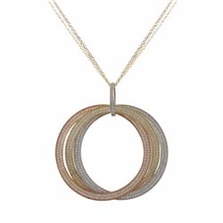 Tri Color Sterling Silver, Three 49Mm Linked CZ Rings Pendant Dimensions: 56Mm Wide X 60Mm Long X 4M