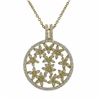 Image 1 : Gold Tone Sterling Silver 30Mm Circle Pendant Flower Design With CZ- 1.61"