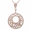 Image 1 : Rose Plated Sterling Silver 33Mm Round Circle CZ Pendant, 2.13
