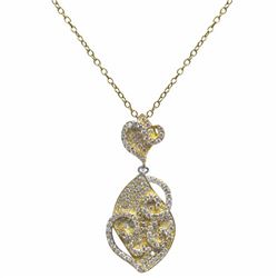 Gold Tone Sterling Silver Pendant, White Czs Pave, Small