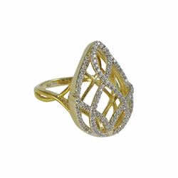 Sterling Silver Two Tone Teardrop Ring Size 8