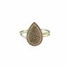 Image 1 : Gold Plated Sterling Silver, 11X16mm Teardrop With Champagne CZ, Adjustable Ring, Size 5-9