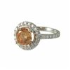 Image 1 : Champagne Round CZ, Surrounded With White Czs, Sterling Silver Ring Size 5