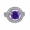 Image 1 : Amethyst Color Round CZ, Surrounded With White Czs, Sterling Silver Ring Size 5