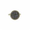 Image 1 : Gold Plated Sterling Silver, 15Mm Round Circle, 12Mm Grey Druzy Natural Stone With CZ Border, Ring S