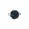 Image 1 : Rhodium Plated Sterling Silver, 15Mm Round Circle, 12Mm Blue Druzy Natural Stone With CZ Border, Adj